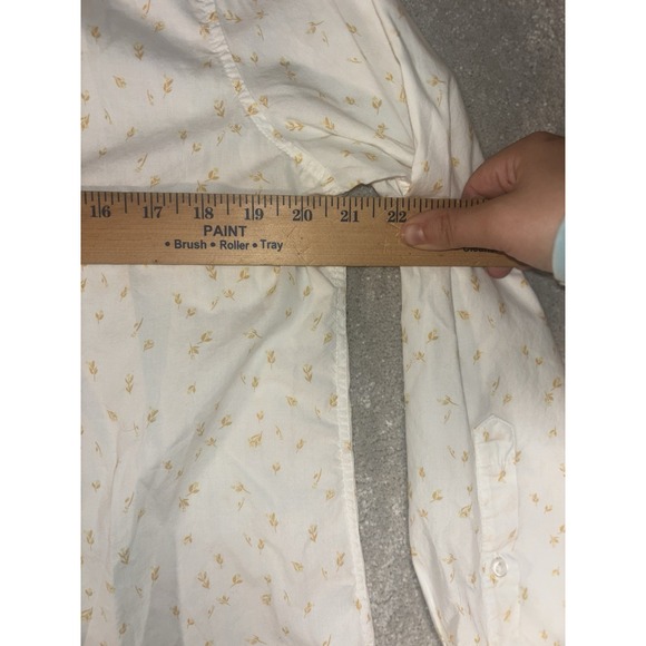 garnet hill white‎ button up foral blouse size 12 organic pima cotton - Picture 5 of 10